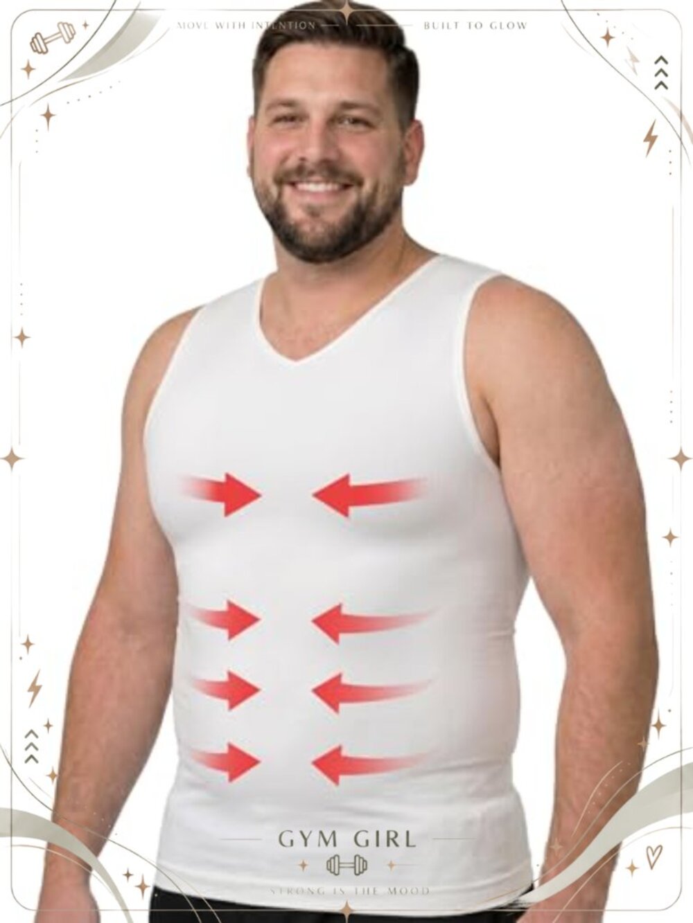 Mens Compression Tank Top V-Neck Shapewear Undershirt Slimming Body Shaper